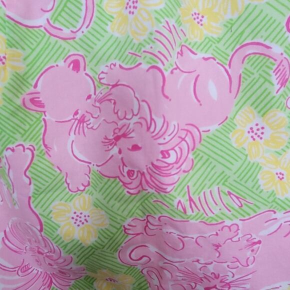Vintage Lilly Pulitzer mini skirt lion  print lime green and yellow, pink Size 2 - Picture 2 of 7